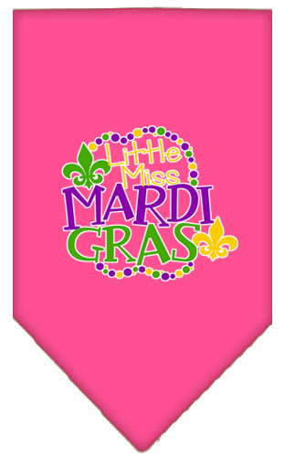 Miss Mardi Gras Screen Print Mardi Gras Bandana Bright Pink Large